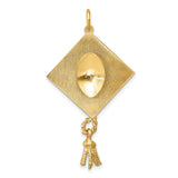 Graduation Day Cap With Cultured Pearl on Tassel Charm Pendant in Real 14k Yellow Gold