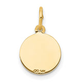 Holy Communion Words and Chalice Cup Round Medal Charm Pendant in Real 14k Yellow Gold