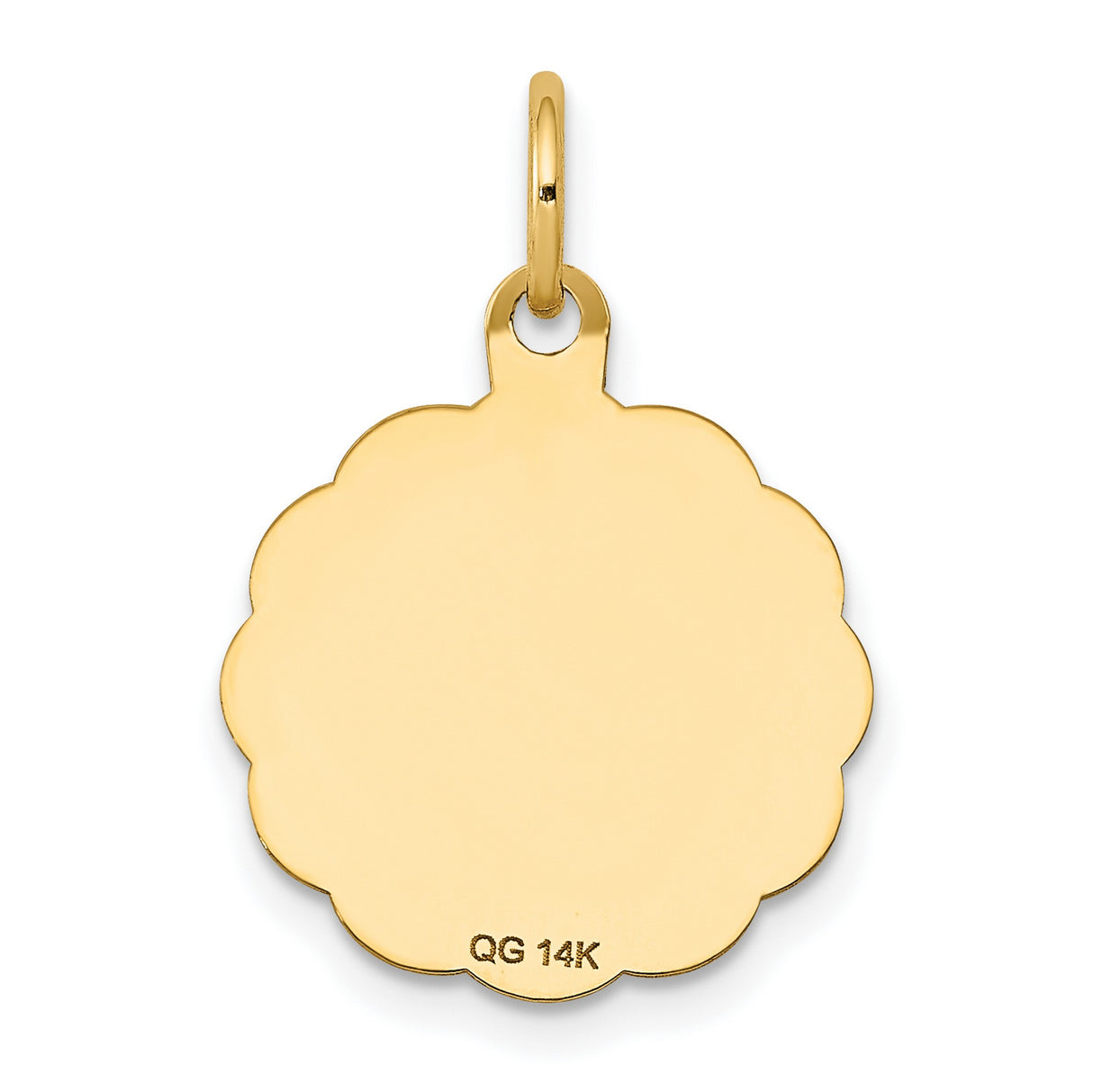 Holy Communion Words and Chalice Cup Round Medal Charm Pendant in Real 14k Yellow Gold