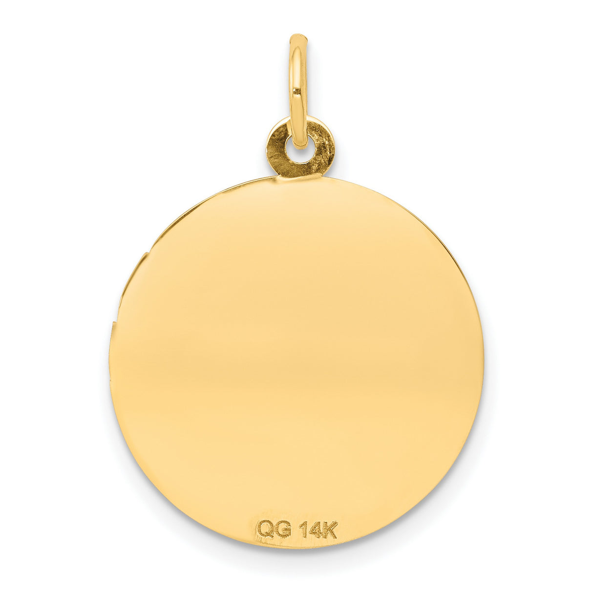 Holy Communion Words and Chalice Cup Round Medal Charm Pendant in Real 14k Yellow Gold