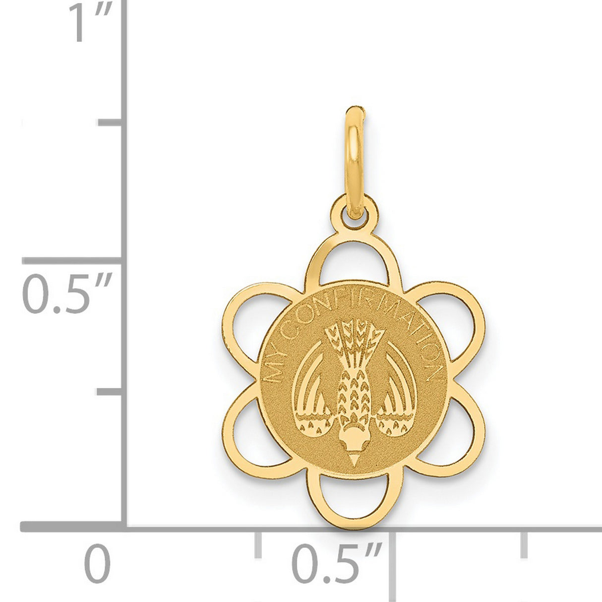 14k Yellow Gold Confirmation Dove Pendant with My Confirmation Engraving, Religious Charm