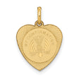 14k Yellow Gold Heart Shaped Confirmation Pendant with Descending Dove Engraving