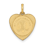 14k Yellow Gold Heart Shaped Confirmation Pendant with Descending Dove Engraving
