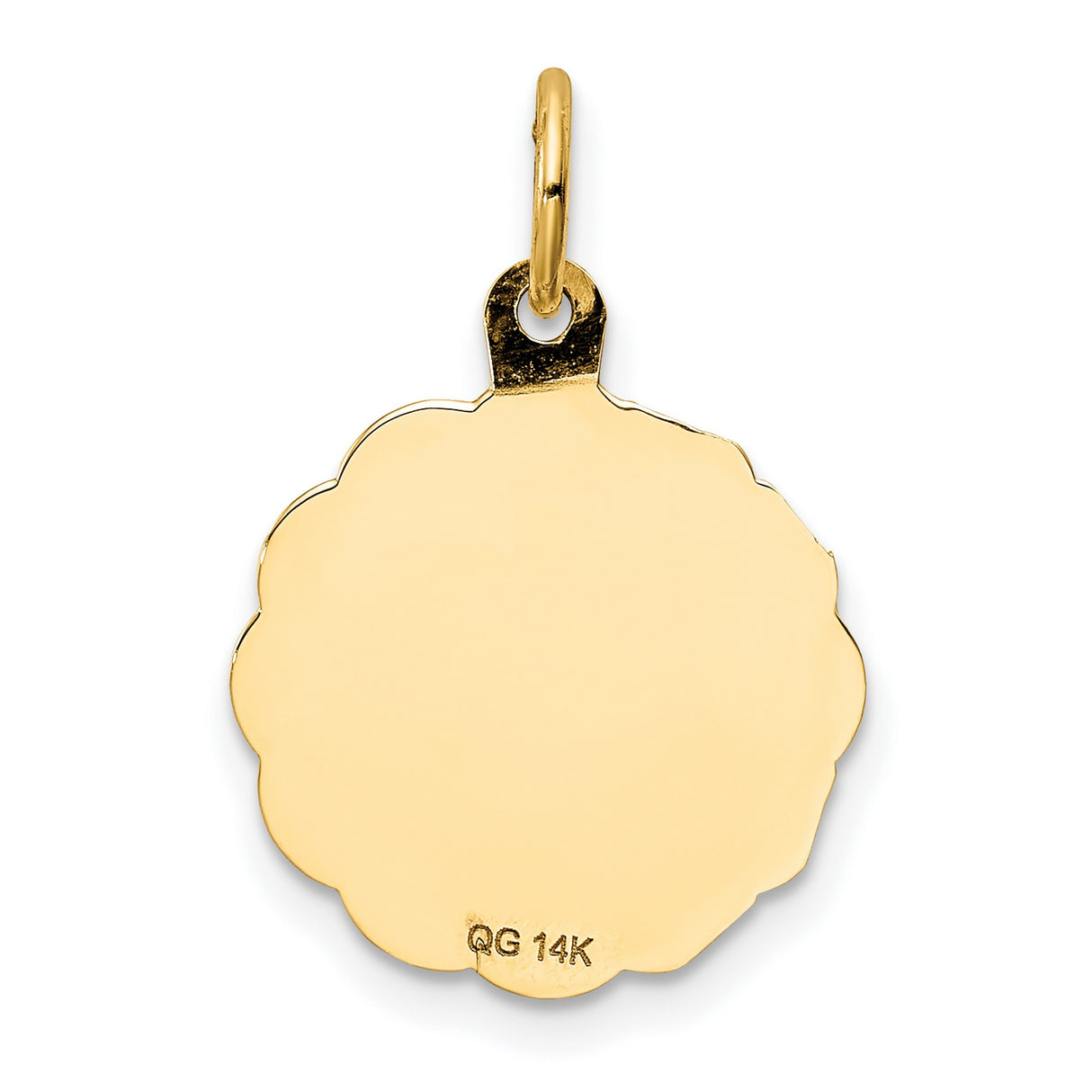 My Confirmation Words and Holy Spirit Dove Round Faceted Charm Pendant in Real 14k Yellow Gold