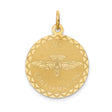 My Confirmation Words and Flying Dove Holy Spirit Round Medal Charm Pendant in Real 14k Yellow Gold