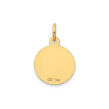 14k Yellow Gold Sweet 16 Pendant with Heart, Round Disc Charm for Teen Girls