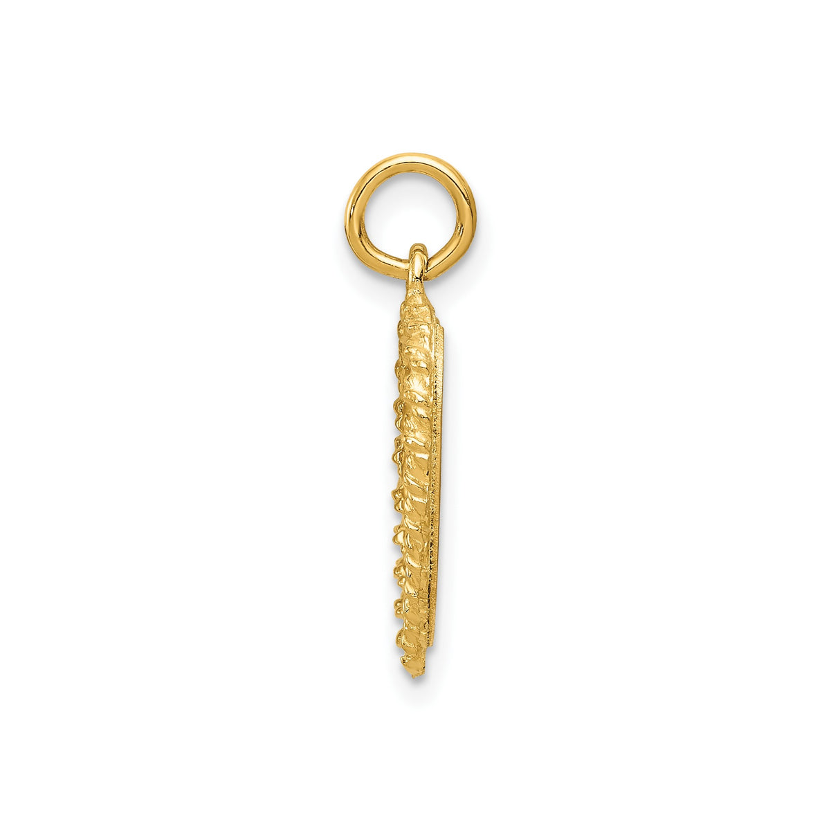 14k Yellow Gold Heart Shaped Pendant with Sweet 16 Engraving and Textured Border