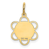 Happy Birthday Words on Flower Shaped Charm Pendant in Real 14k Yellow Gold