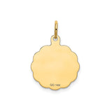 14k Yellow Gold Happy Birthday Pendant with Cake and Candle Engraving Charm