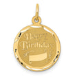 14k Yellow Gold Pendant, Round Happy Birthday Medallion Charm, Sentimental Jewelry