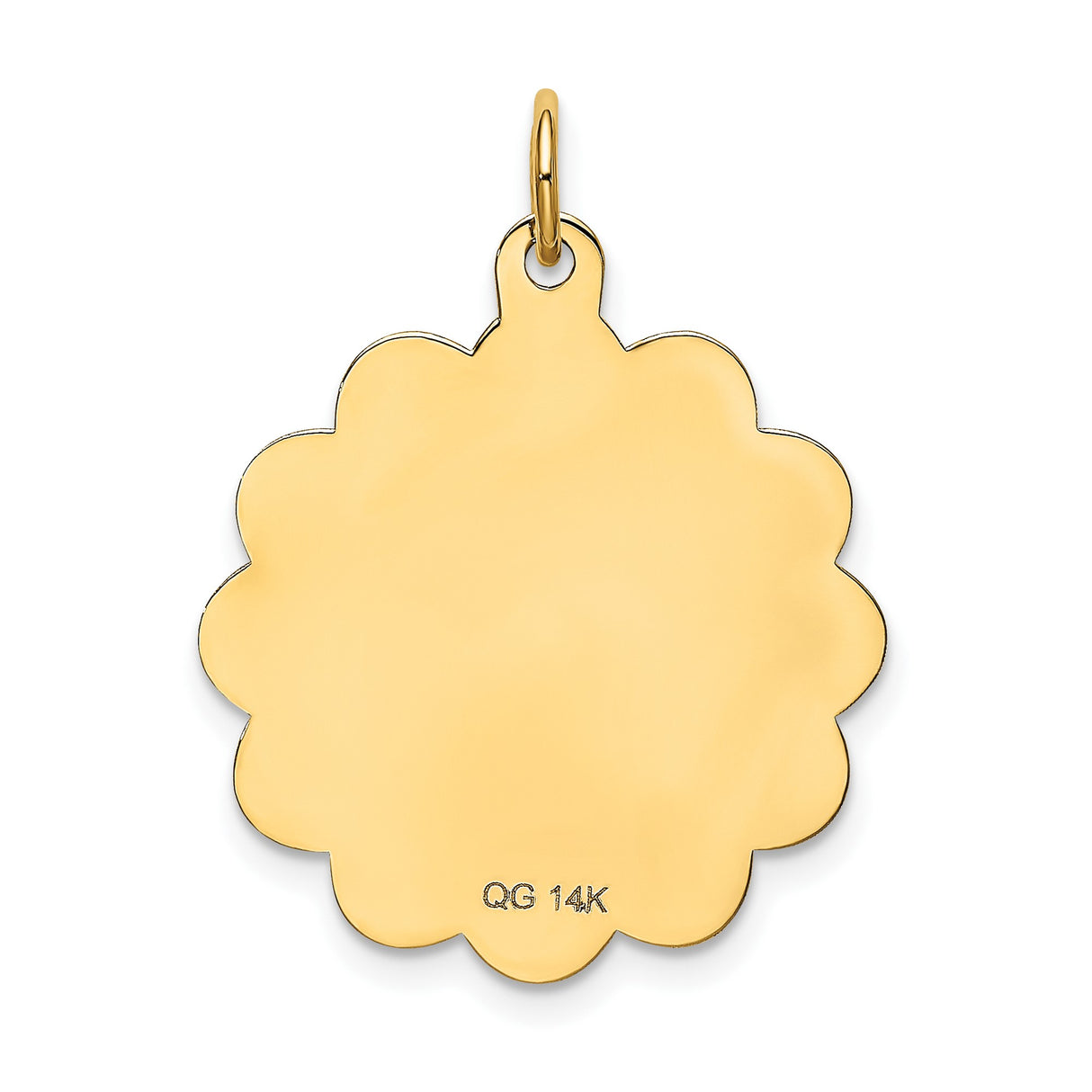 14k Yellow Gold Pendant, Scalloped Edge Happy Birthday Charm for Women