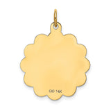 14k Yellow Gold Pendant, Scalloped Edge Happy Birthday Charm for Women