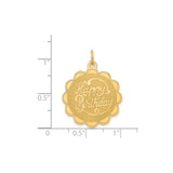 14k Yellow Gold Pendant, Scalloped Edge Happy Birthday Charm for Women