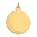 14k Yellow Gold Pendant, Scalloped Edge Happy Birthday Design Charm