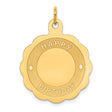14k Yellow Gold Pendant, Scalloped Edge Happy Birthday Design Charm