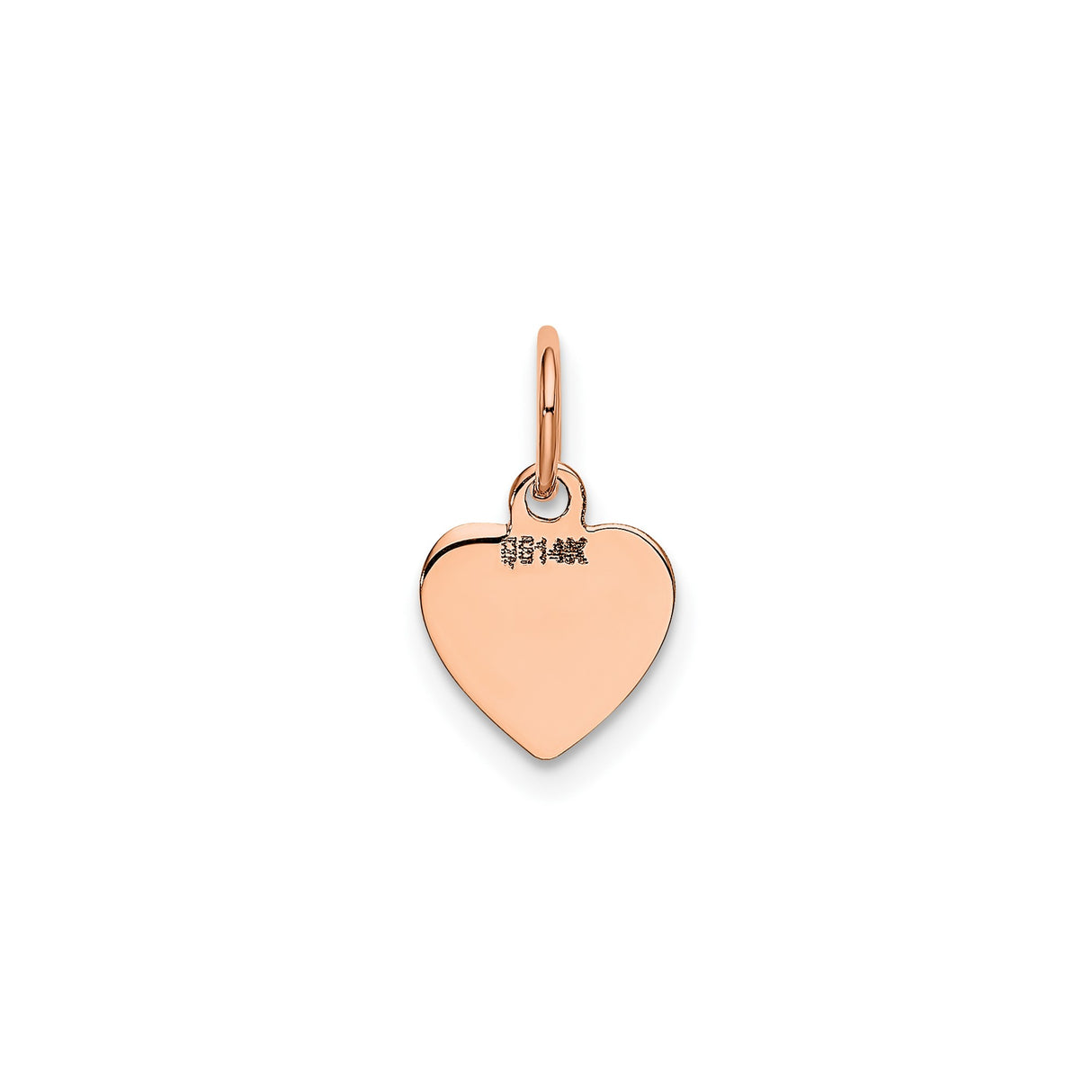 14k Rose Gold Heart Pendant Charm, Polished Flat Disc Design, Smooth Engravable Surface