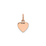 14k Rose Gold Heart Pendant Charm, Polished Flat Disc Design, Smooth Engravable Surface
