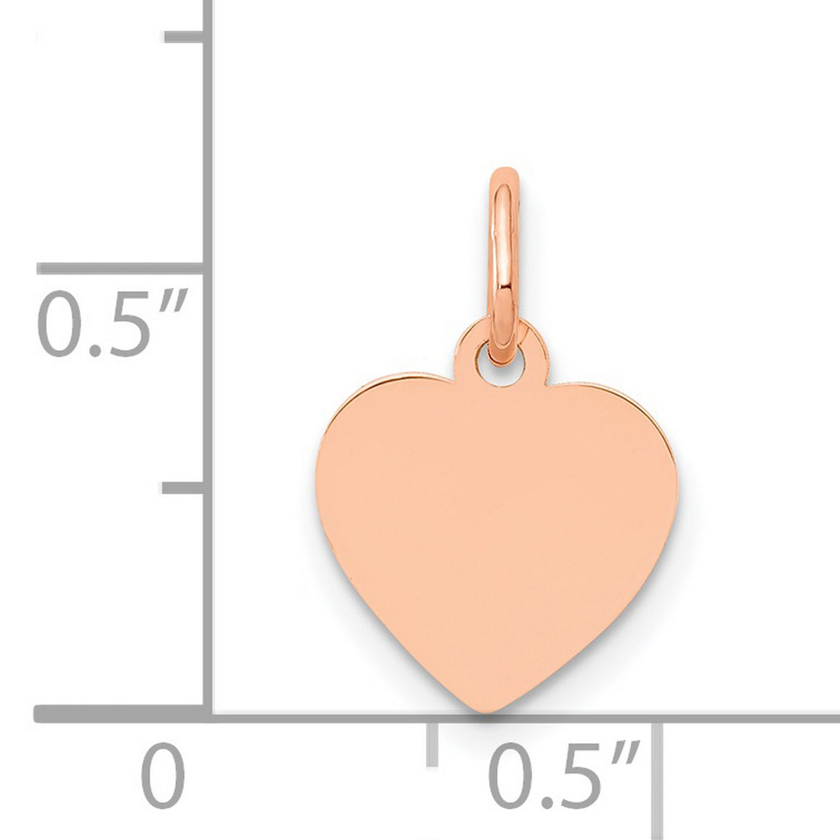 14k Rose Gold Heart Pendant with Smooth Polished Surface, Engravable Sentimental Jewelry