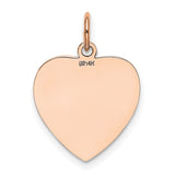 14k Rose Gold Heart Pendant, Polished Engravable Disc Charm, Minimalist Jewelry for Women