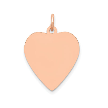 14k Rose Gold Heart Pendant with Polished Surface, Minimalist Charm for Women