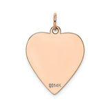 14k Rose Gold Heart Pendant, Smooth Disc Ideal for Engraving, Minimalist Romantic Jewelry for Women