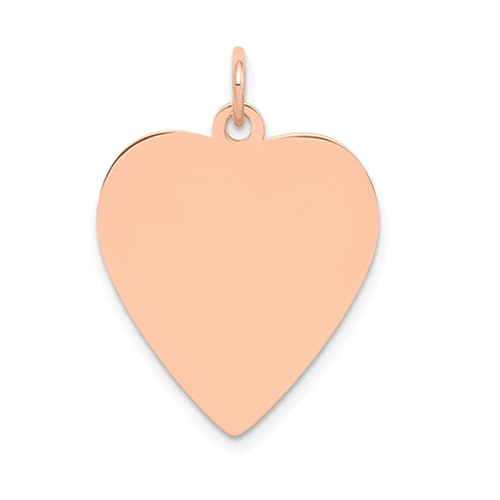 14k Rose Gold Heart Pendant, Smooth Disc Ideal for Engraving, Minimalist Romantic Jewelry for Women