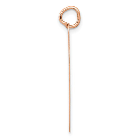 14k Rose Gold Heart Pendant Charm, Smooth Polished Disc for Engraving, Minimalist Love Jewelry