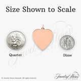 14k Rose Gold Heart Pendant Charm, Smooth Polished Disc for Engraving, Minimalist Love Jewelry