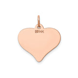 14k Rose Gold Heart Pendant, Smooth Polished Finish, Minimalist Style for Women
