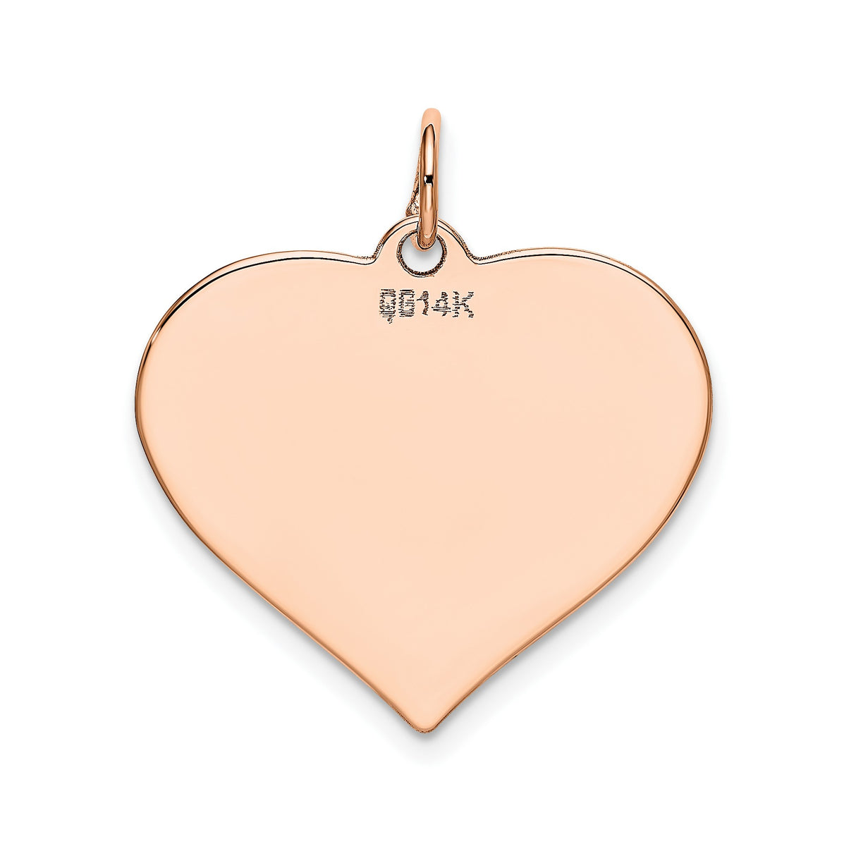14k Rose Gold Heart Pendant, Polished Flat Disc Charm with Smooth Engraving Surface