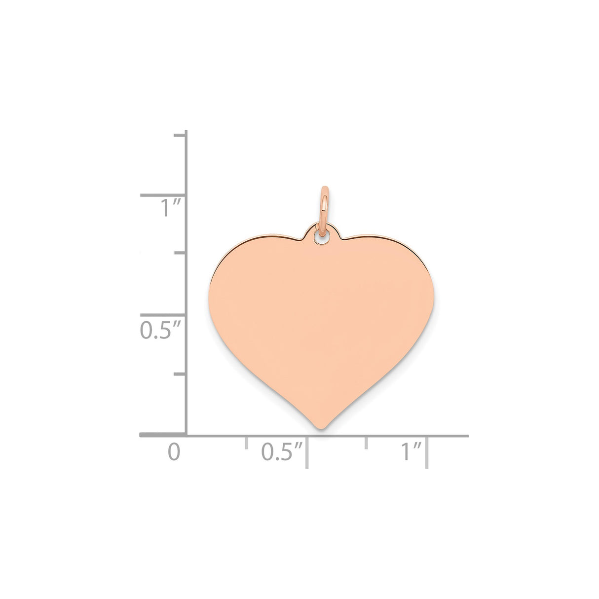 14k Rose Gold Heart Pendant, Polished Flat Disc Charm with Smooth Engraving Surface