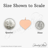 14k Rose Gold Heart Pendant, Polished Flat Disc Charm with Smooth Engraving Surface