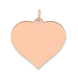 14k Rose Gold Heart Pendant, Polished Flat Disc Charm with Smooth Engraving Surface