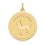 14k Yellow Gold Chihuahua Dog Silhouette Pendant, Pet Lover Animal Charm for Women or Unisex