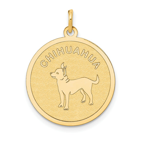 14k Yellow Gold Chihuahua Dog Silhouette Pendant, Pet Lover Animal Charm for Women or Unisex