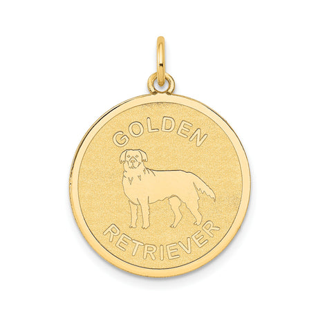 14k Yellow Gold Pendant with Golden Retriever Design, Unisex Dog Lover Charm
