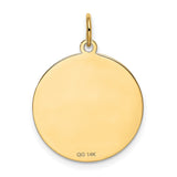 14k Yellow Gold Pug Pendant, Outline and Word PUG Disc Charm, Dog Jewelry for Pet Lovers