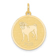 14k Yellow Gold Pug Pendant, Outline and Word PUG Disc Charm, Dog Jewelry for Pet Lovers