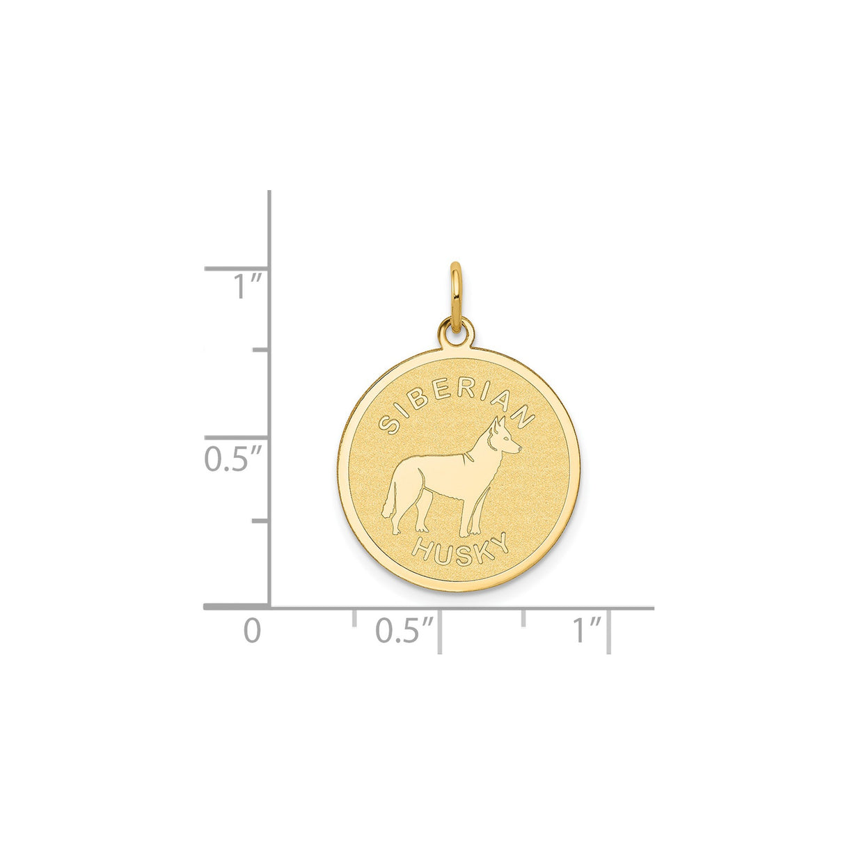 14k Yellow Gold Siberian Husky Pendant, Dog Charm with Disc Design for Pet Lovers