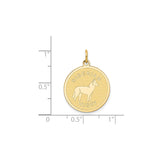 14k Yellow Gold Siberian Husky Pendant, Dog Charm with Disc Design for Pet Lovers