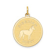 14k Yellow Gold Siberian Husky Pendant, Dog Charm with Disc Design for Pet Lovers