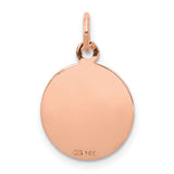 Holy Communion Words and Chalice Cup Round Medal Charm Pendant in Real 14k Rose Gold