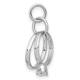 14k White Gold Pendant with Cubic Zirconia, Interlocked Rings, Solitaire Engagement and Wedding Band Design