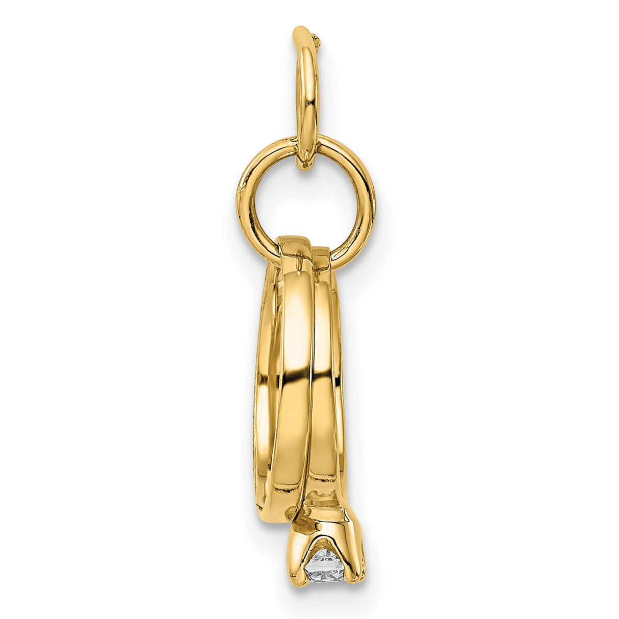 14k White Gold Pendant with Cubic Zirconia, Interlocked Rings, Solitaire Engagement and Wedding Band Design
