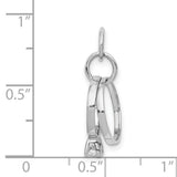14k White Gold Pendant with Cubic Zirconia, Interlocked Rings, Solitaire Engagement and Wedding Band Design