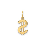 14k Yellow Gold Dollar Sign Pendant, Polished Hip Hop Money Charm for Men or Women