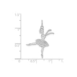 14k White Gold Ballerina Pendant Charm with Graceful Dancer Ballet Motif for Women