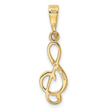 14k Yellow Gold Treble Clef Pendant, Polished Musical Note Charm for Women or Unisex Wear