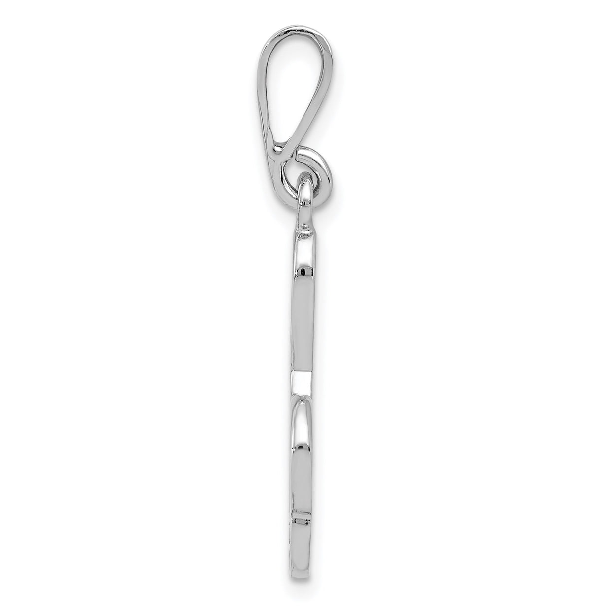 14k White Gold Treble Clef Pendant, Openwork Musical Note Charm for Women