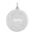 14k White Gold Round Pendant with Golden Retriever Dog Image, Unisex Memorial Jewelry